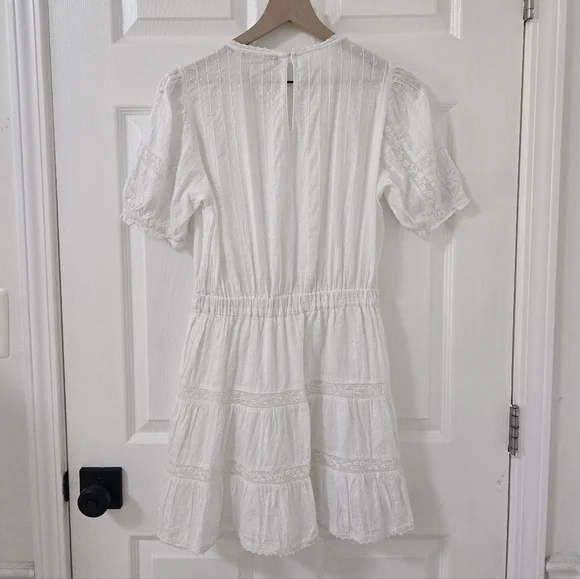 Zara White Cotton Short Sleeves Mini Dress Size M - Picture 6 of 6